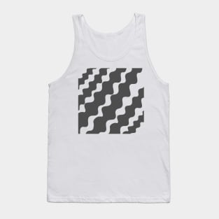 Grey and white slanting waves pattern Tank Top